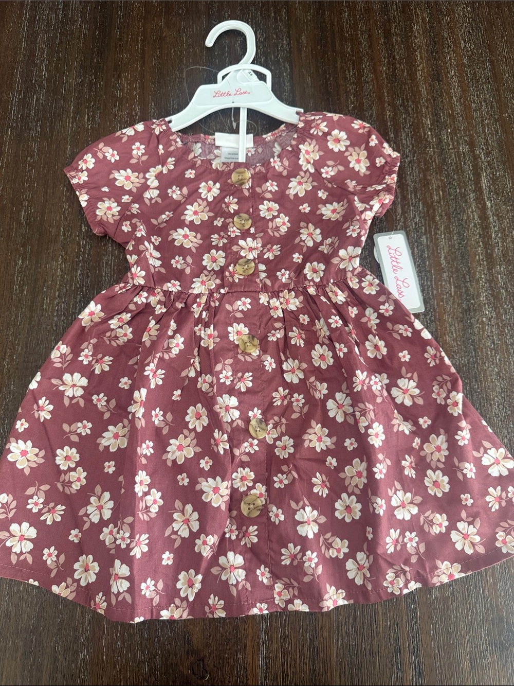 Little Lass Mauve Pink Floral Button-Front Dress 24 Months